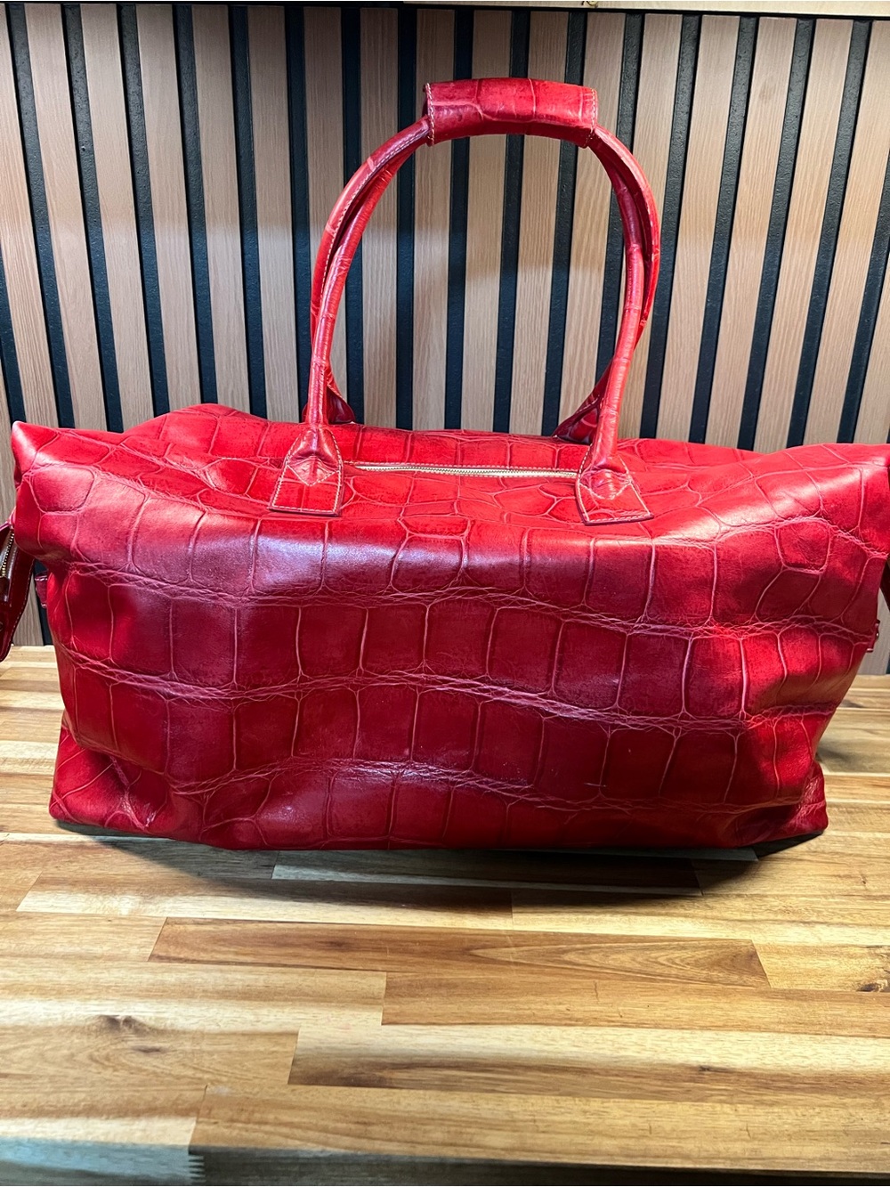 Dooney & Bourke Red Croc-Embossed Leather Weekend Bag XL